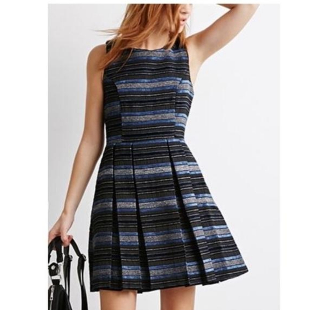Forever 21 Textured Striped Fit and Flare Dress